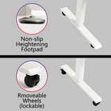 PORIYA 55x24 Inch Electric Height Adjustable Standing Desk with Cable Management, Acceptable 220V,Splice Board, Mouse Pad, 2-Outlet Power Strip with USB 20W Charger, and Casters（White Frame&Log Top） PORIYA