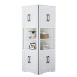 NOVAMAISON 67" Tall Farmhouse Corner Cabinet with Barn Door Design in White - Stylish Storage Solution for Any Room NOVAMAISON