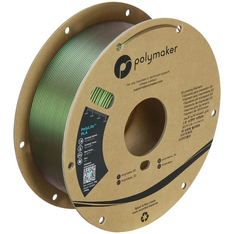 Polymaker Color Changeable Starlight Bronze PLA 3D Printer Filament 1.75mm, Different Color by Light, Barely Visible Layer Lines - Starlight Meteor 1.75 PLA Metallic, Dimensional Accuracy +/- - WoodArtSupply