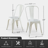 SOLEGGIATA White Metal Dining Chairs Set of 6 Iron Stackable Industrial Tolix Style Outdoor Farmhouse Kitchen Cafe Arctic White Color SOLEGGIATA