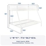 Allewie Metal Bunk Bed Twin Over Full Size for Junior & Adults with Ladder and Heavy Duty Guardrail, Small Space Saving Design for Bedroom Kid Room and Dorm, White Allewie