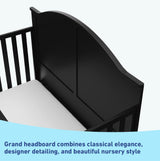 Graco Wilfred 5-in-1 Convertible Crib (Black) – GREENGUARD Gold Certified, Converts to Toddler Bed and Full-Size Bed, Fits Standard Full-Size Crib Mattress, Adjustable Mattress Support Base Graco