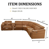 GEBADOL Power Recliner Sectional Sofa, L-Shaped Living Room Furniture Set, Light Brown Leather Sofa, Reclining Sectional Couch with Storage Console/Cup Holder for Living Room/House/Apt GEBADOL