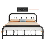 WLIVE Bed Frame King Size, King Size Bed Frame and Headboard, King Bed Frames with LED Lights and Charging Station,No Box Spring Required,Easy Assembly,Black WLIVE