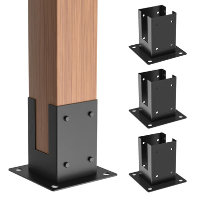 Wilkblck 4×4" Post Base 4PCS Stainless Steel Brackets Woodworks Pergola Kit Deck Post Base Railing Flange Anchor Wood Stand Kit Bolt Down Bracket Kit for 4x4 Lumber