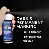 Brilliance Laser Inks 2 Oz Aerosol Black Laser Marking Spray for High Contrast Metal Marks | Permanent and Durable Metals Ink for Fiber, YAG, Diode, and CO2 Laser Engraver BRILLIANCE LASER INKS