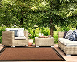 Gertmenian Indoor Outdoor Classic Flatweave Area Rug, Stain & UV Resistant Carpet, Deck, Patio, Poolside & Mudroom, 8x10 Ft Large, Border, Black Tan, 21515 Gertmenian