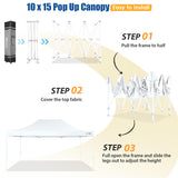 HOTEEL 10x15 Pop up Canopy Tent for Parties, Heavy Duty Easy Setup Tent Without Sidewalls, Outdoor Commercial Instant Gazebo for Wedding Event, with Roller Bag & Sand Bags, White(Hexagonal Frame) Hoteel
