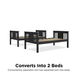 DHP Dylan Twin Over Twin Bunk Bed, Espresso, Sturdy Wood Construction, Converts to 2 Twin Beds, Guard Rails, Step Ladder DHP