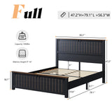 AMERLIFE Farmhouse Full Size Bed Frame with Sliding Barn Door, Wooden Rustic Platform Bed Frame with 47" Tall Headboard, Noise-Free, Solid Wood Slats & Metal Support, No Box Spring Needed, Dark Grey AMERLIFE
