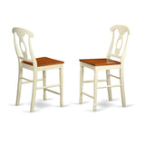 East West Furniture KES-WHI-W Kenley Counter Height Dining Napoleon Back Solid Wood Seat Chairs, Set of 2, Buttermilk & Cherry East West Furniture