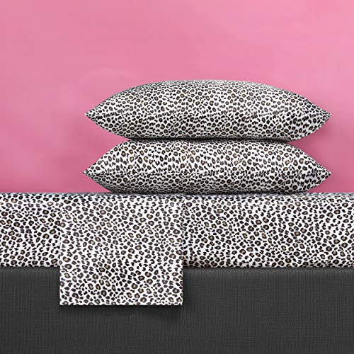 Betsey Johnson - Queen Bed Sheets, Satin Bedding Set with Matching Pillowcases, Wrinkle & Fade Resistant, Silky Smooth for Healthy Hair (Leopard) Betsey Johnson