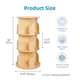 OOOK Kids Rotating Bookshelf Tower, Small Corner Bookshelf for Small Space, 360 Display 3 Tier Floor Standing Montessori Bookshelf Storage Rack, Large Chassis Spinning Bookshelf for Kids Room, Nursery OOOK