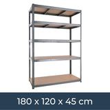 Garage Shelving Units - 71" H x 47" L x 18" - Heavy Duty Racking - Shelves for Storage -1 Bay - Black - 5 Tier - 2000LB Capacity (400LB Per Shelf) - Workshop, Shed, Office - 5 Year Warranty G-Rack