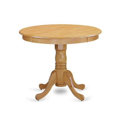 East West Furniture ANBO5-OAK-W 5 Piece Modern Dining Table Set Includes a Round Kitchen Table with Pedestal and 4 Dining Chairs, 36x36 Inch, Oak East West Furniture