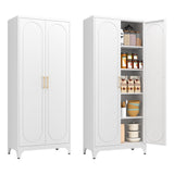 Polup White Kitchen Pantry Cabinet, 75" Tall Metal Pantry Storage Cabinet with Doors and Adjustable Shelves, Food Pantry Cabinets with Handle, Freestanding Cupboard for Living Room-Assemble Required Polup