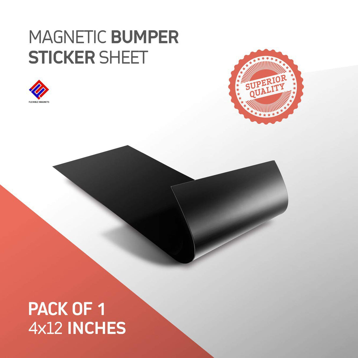 Blank Black Magnet for Car - Blank Magnet to Design Custom Magnets - Magnet Decals for Cars, Trucks, Busses & More! Magnetic Bumper Decal - Super Strong Magnets Long Lasting!(1, 4 x 12 Inches) Flexible Magnets