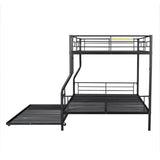 Harper & Bright Designs Full Over Queen Metal Bunk Bed with Trundle for Adults,Heavy Duty Metal Bunk Bed with Ladder and Guardlails,Split Into 2 Beds(Black) Harper & Bright Designs