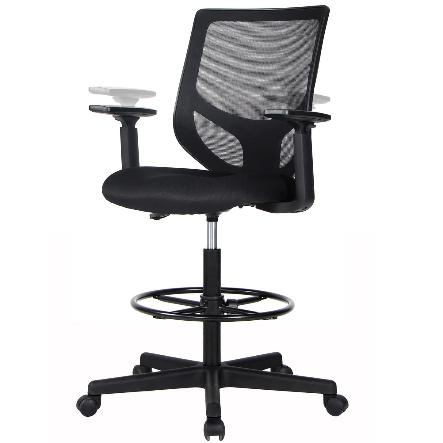 SMUG Drafting Chair, Tall Office Chair Tall Desk Chair with Adjustable Armrests, Counter Height Office Chairs for Standing Desk, Mid Back Mesh Office Drafting Chairs with Adjustable Foot Ring