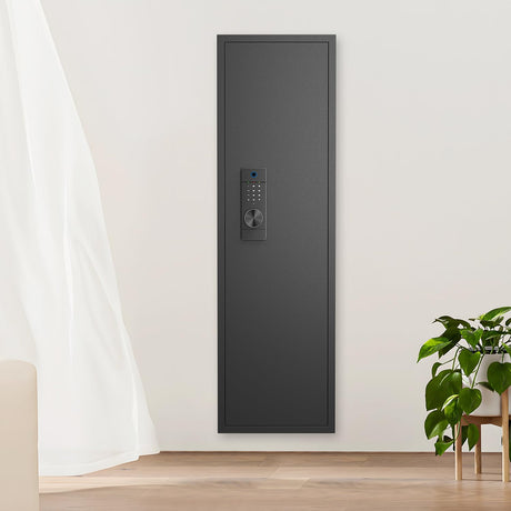 Gareinwuds 53" in-Wall Hidden 5-6 Gun Safe | Fingerprint Touch Panel Lock Quick Access | Adjustable Shelves & Gun Stock | Heavy Duty Steel Security Cabinet | Firearm Valuables Storage Gareinwuds