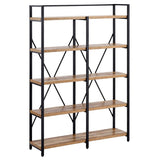 Industrial 5-Tier Rustic Oak Bookshelf with Open Shelving Unit by FATORRI FATORRI