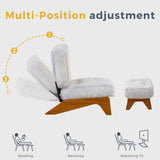 MAXYOYO Adjustable Accent Chair with Ottoman, Thick Cushion Seated Lounge Chair Reclining Chair for Living Room, Cozy Recliner and Footrest Set, Beige MAXYOYO