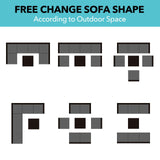 LEVELEVE 7 Pieces Outdoor Patio Furniture Sets,Rattan Conversation Sectional Set,Manual Weaving Wicker Patio Sofa with Tea Table LEVELEVE