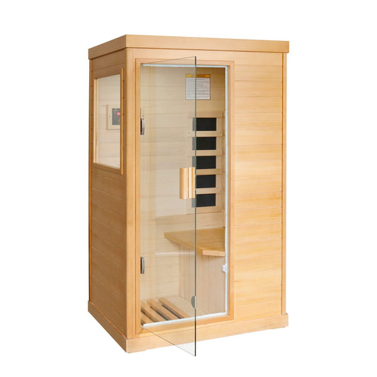 OUTEXER Far Infrared Sauna Home Sauna Spa Room Low-EMF Canadian Hemlock Wood 800W Indoor Saunas with Control Panel and Tempered Glass Door, Room:35.2 * 27.6 * 61.6Inch