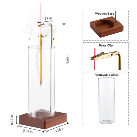 1 Pack Incense Holder for Sticks, Insence-Stick Holder Ash Catcher with Removable Glass [Anti-Ash Flying], Mess-Free Incense Burner Holder, Perfect for Meditation Yoga Relaxation, Home Decor Durmmur