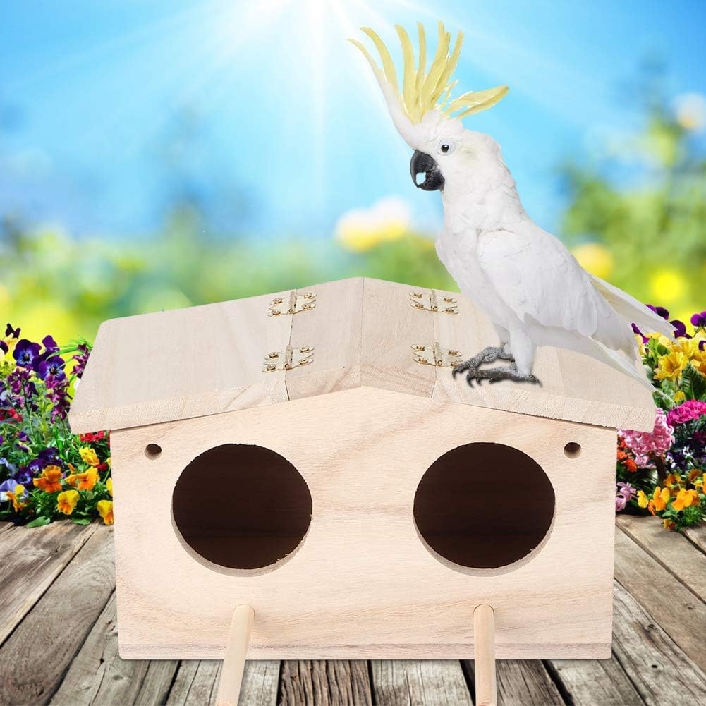 Parakeet Nesting Box, Small Wooden Bird House, Bird House Budgie Wood Breeding Box Pet Bird Nests House for Parrots Swallows, Breeding Box Cage Birdhouse Accessories Cyrank