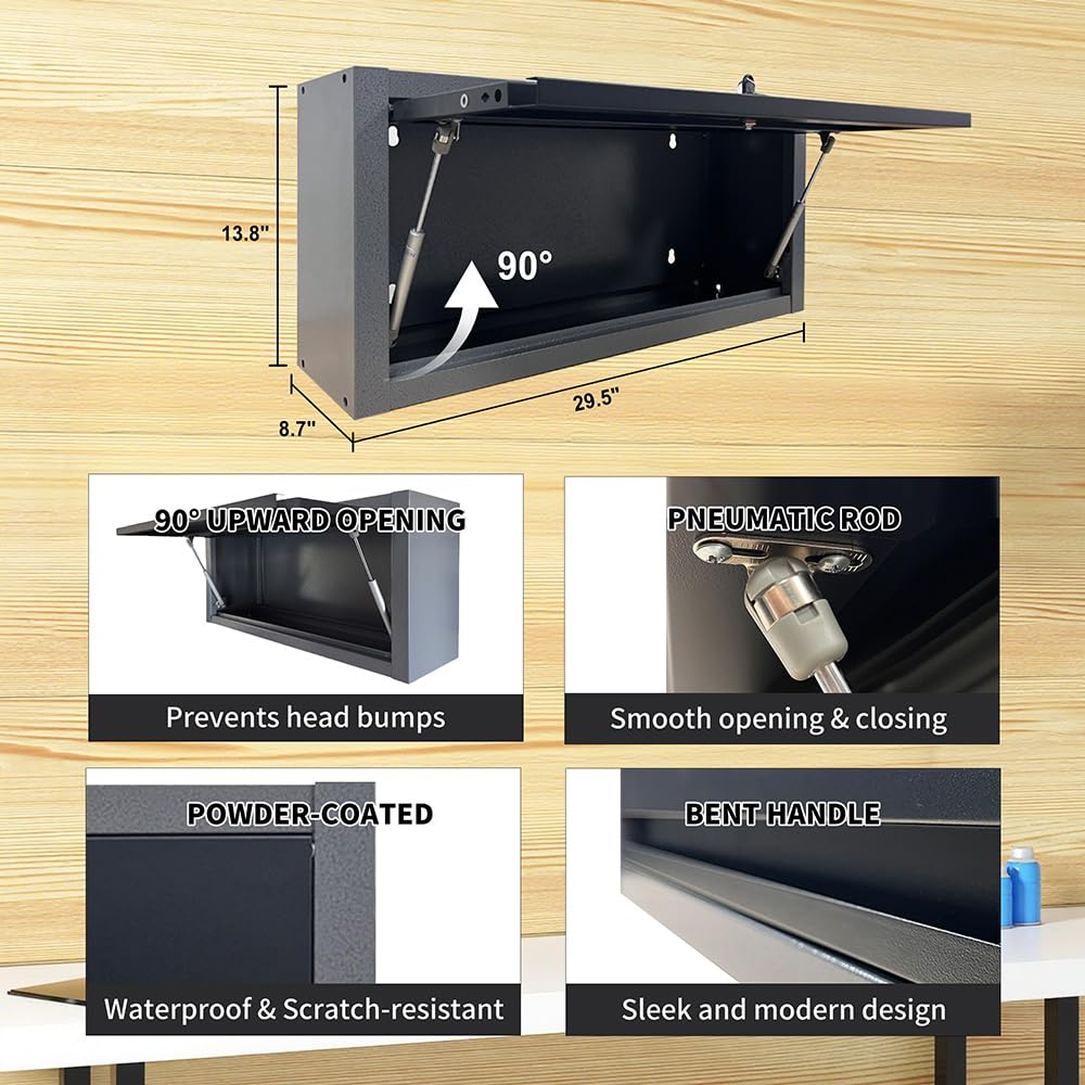 JZD Workshop Cabinet Set System with Wood Tabletop, for Garage Organization, Wall Mounting Not Necessary JZD