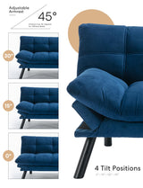 Miscoos Velvet Convertible Futon Sofa Bed, 71" Comfy Loveseat Sleeper Sofa with Adjustable Backrest Armrest, Strengthen Wood, Thick Padded Cushion, Small 2 Seater Futon Couch for Living Room, Bedroom Miscoos