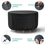 Mrrihand Round Patio Furniture Cover - Outdoor Chair Covers Waterproof Heavy Duty 600D Outdoor Table Chair Set Covers Anti-Fading Cover for Outdoor Furniture Set, 62" DIAx28 H, Black Mrrihand