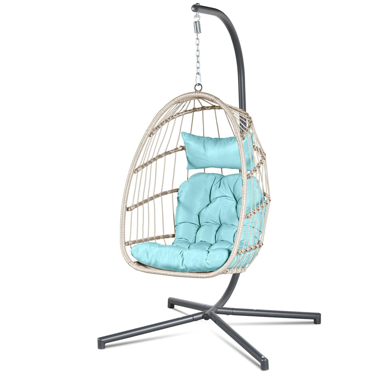 Econohome Hanging Egg Chair with Stand - Indoor/Outdoor Swing Hammock Chair with Plush, Washable Cushions, 350LBS Capacity, Ideal for Relaxation in Bedrooms, Balconies, Gardens, and Patios EconoHome