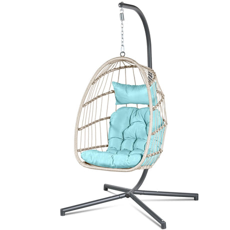 Econohome Hanging Egg Chair with Stand - Indoor/Outdoor Swing Hammock Chair with Plush, Washable Cushions, 350LBS Capacity, Ideal for Relaxation in Bedrooms, Balconies, Gardens, and Patios EconoHome