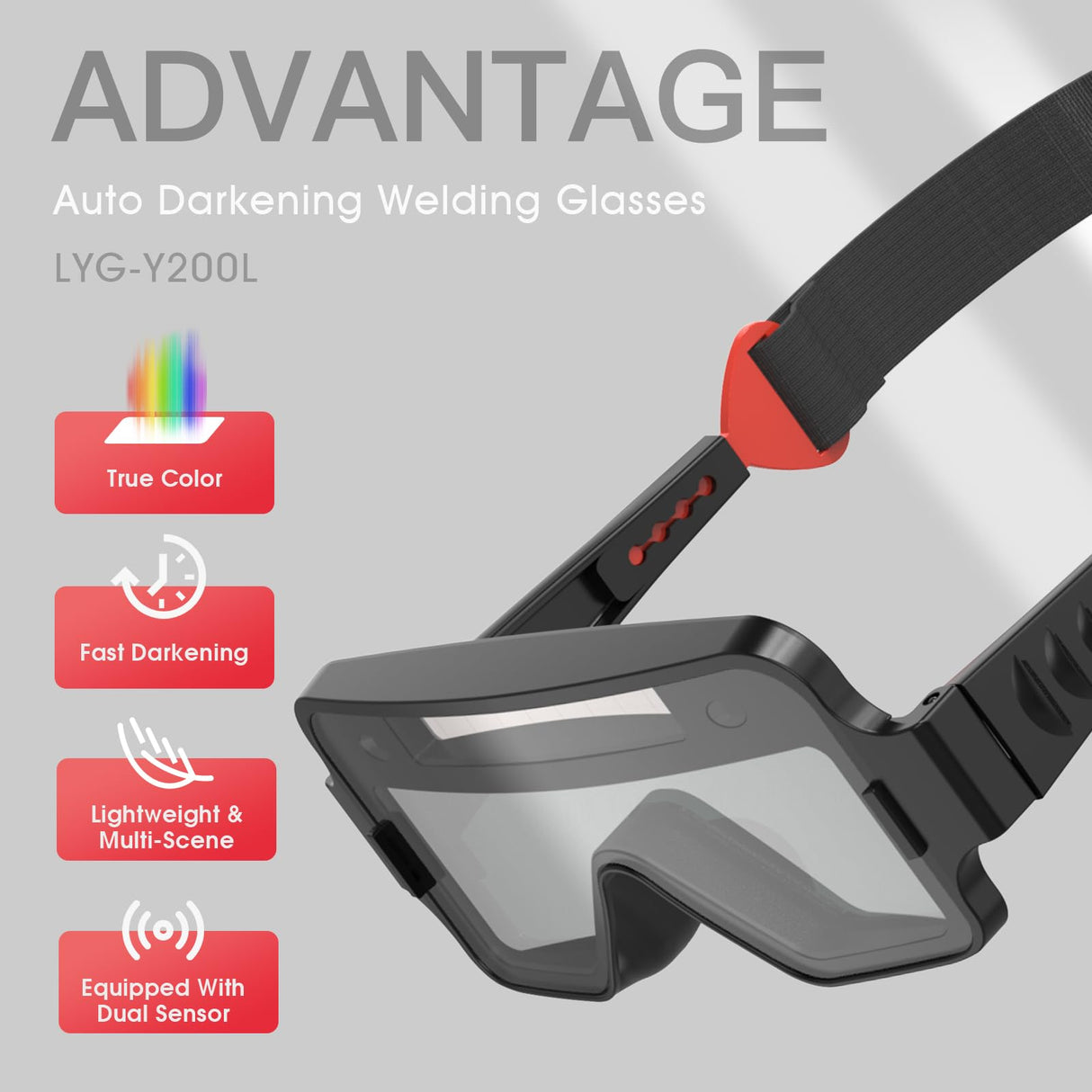 YESWELDER True Color Solar Powered Auto Darkening Welding Goggles, 2 Sensors Welder Glasses for TIG MIG MMA Plasma YESWELDER