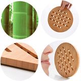 Bamboo Trivet Kitchen Bamboo Hot Pads Trivet Natural Bamboo Trivet Mat Set for Hot Dishes/Pot/Bowl/Teapot/Hot Pot Holders 2 Square 2 Roundness 1 Storage Rack Garkup