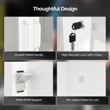 VINGLI Lockable Display Cabinet with Glass Doors & 5 Adjustable Shelves, 71" Tall White Metal Storage Cabinet Curio Liquor, Bookshelf Bookcase for Home Office Living Room Pantry Garage VINGLI