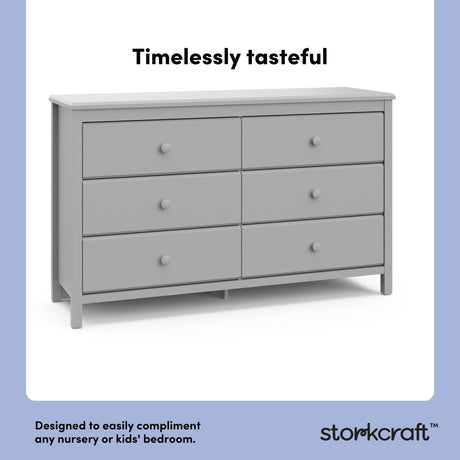 Storkcraft Alpine 6-Drawer Dresser (Pebble Gray) – GREENGUARD Gold Certified, Gray Dresser for Bedroom, Kids & Nursery Storage Drawers, Safety Interlocking Drawers, Pre-Installed Tracks, Kids Bedroom Storkcraft