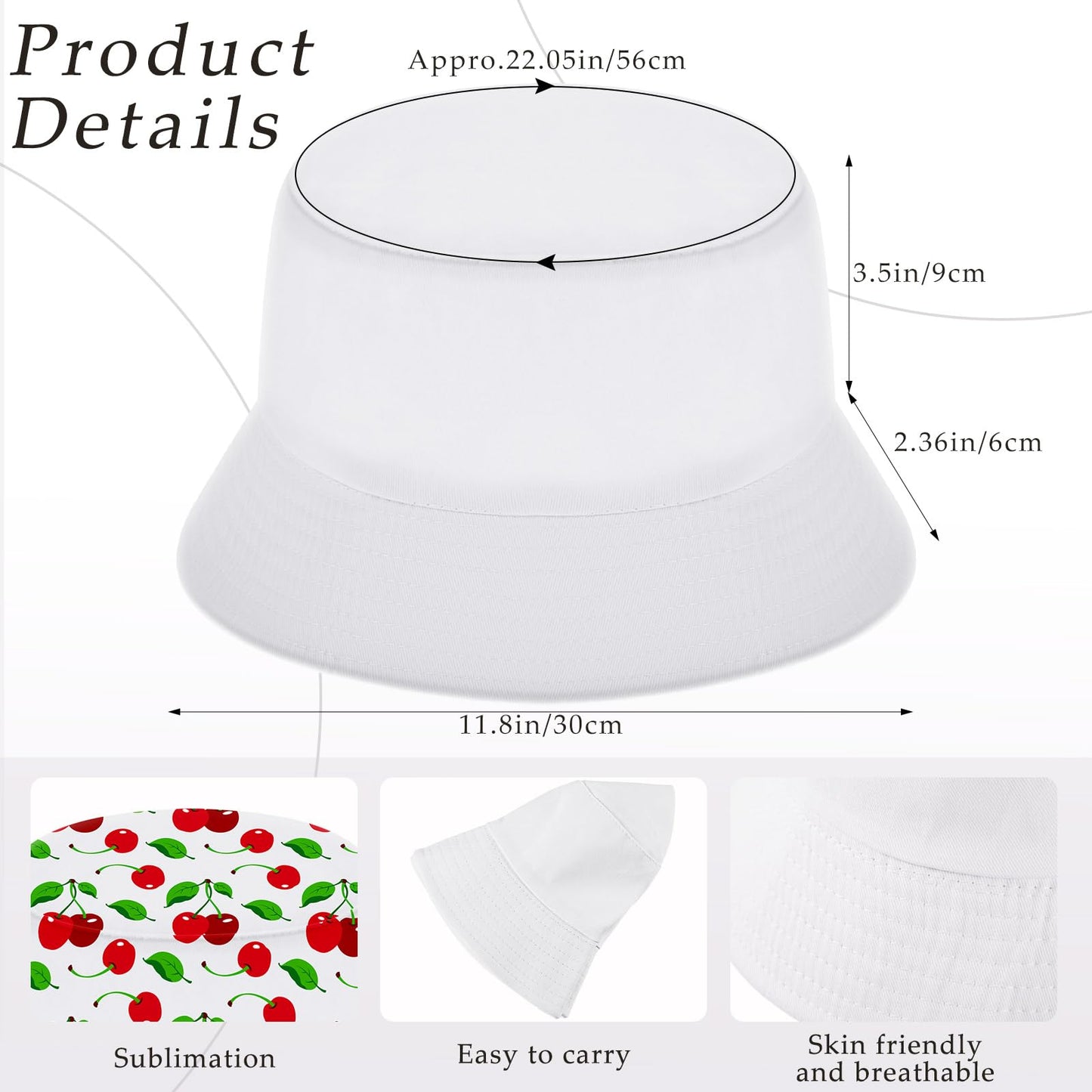 Toulite 10 Pcs Sublimation Blank Bucket Hat for Women Men Cotton Beach Fishing Cap Sublimation Hats Unisex Packable Hat for Travel Summer White