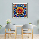 Stalente Diamond Painting Kits for Adults Mandala, 5D DIY Diamond Art Kits for Beginners Round Full Drill Diamond Painting for Home Wall Decoration Gift 12×12inch, Flower Stalente