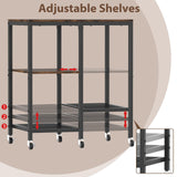 Kitchen Microwave Cart with Wheels,Coffee Bar Table Station,4-Tier Rolling Baker's Oven Rack,Small Appliance Storage Shelf,Utility Trolley Side Table for Kitchen,Office, Living Room (Rustic Brown) OGEMXU