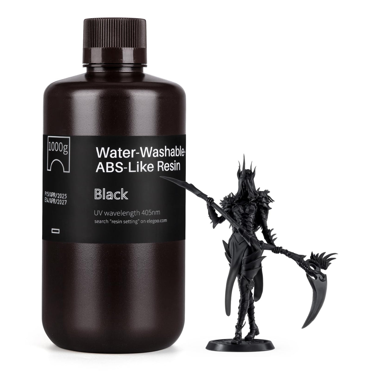 ELEGOO Water Washable ABS-Like 3D Printer Resin, High Durability and Toughness, Low Odor, Wide Compatibility for Mars Saturn Jupiter MSLA DLP LCD 3D Printing, Black 1000g ELEGOO