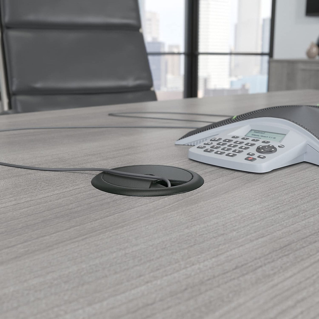 Bush Business Furniture 120W x 48D Boat Shaped Conference Table with Wood Base in Platinum Gray Bush Business Furniture