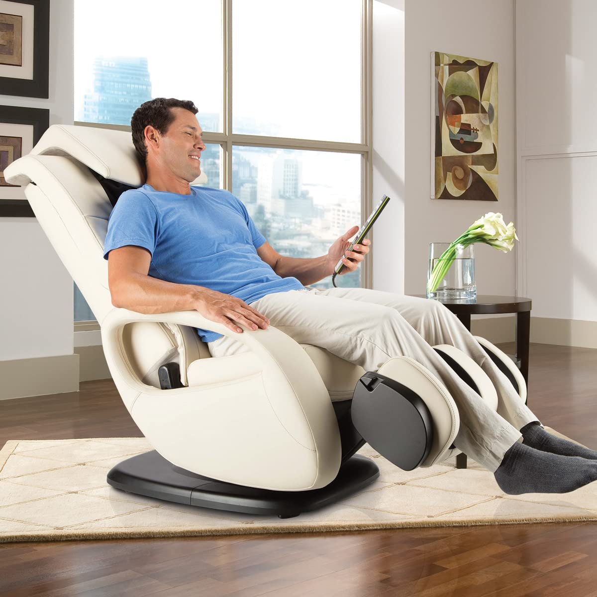Human Touch WholeBody 7.1 Living Room Recliner Massage Chair - Full Body Professional Grade Personal Massage - Relaxation w Heat for Targeted Stress + Muscle Pain Relief with Foot Calf - Bone Human Touch