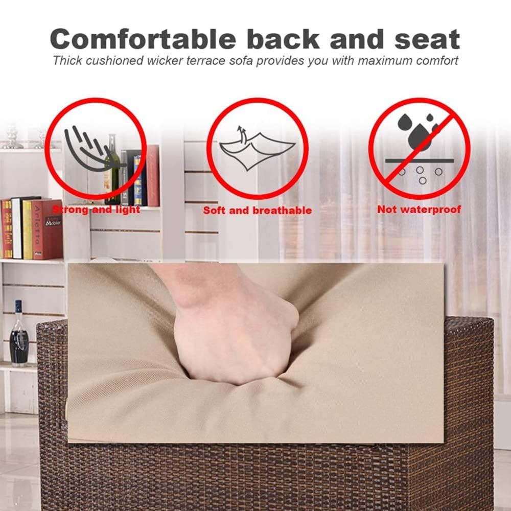 FDW Patio Furniture Sets 4 Piece Rattan Chair Patio Sofas Wicker Sectional Sofa Outdoor Conversation (Brown and Tan) FDW