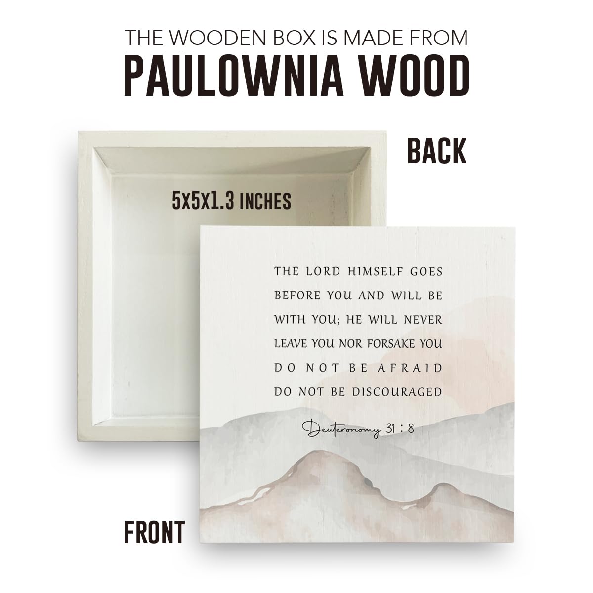 Religious Christian Decor Wood Box Sign 5 x 5 Inches Faith Scripture Box Sign Wooden Square Sign Decor Inspirational Rustic Bible Verse Desk Decor Wood Sign for Home Farmhouse Office Bathroom IYEZH