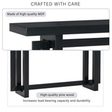 Contemporary Console Table with Industrial-Inspired Concrete Wood Top, Versatile Buffet Sideboard, Extra Long Entryway Table for Entryway, Hallway, Living Room, Foyer, Corridor (Black-05) LXBB