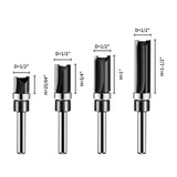Pattern Flush Trim Router Bit Set, LANGSKIP'S 4PCS 1/4 Inch Shank Top Bearing Flush Trim Router Bit, Carbide Template Router Bits 1/2”, 3/4”, 1”, 1-1/2'' with Updated YG6X Carbide, Durable for DIY LANGSKIP'S