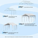 Galvanized Frame Carport Canopy (White-Without Sidewalls, 10 * 20FT) BUPPLEE